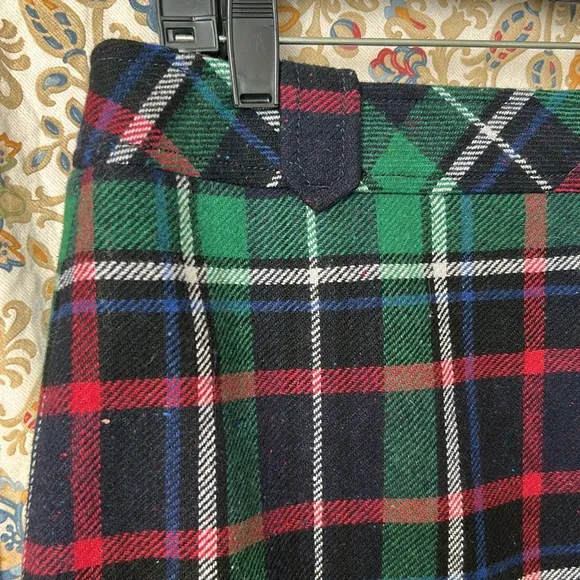 Talbots Confetti Speckled Wool Blend Tartan Plaid Pencil Skirt Green/Red/Blue 10
