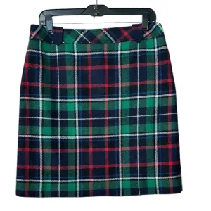Talbots Confetti Speckled Wool Blend Tartan Plaid Pencil Skirt Green/Red/Blue 10