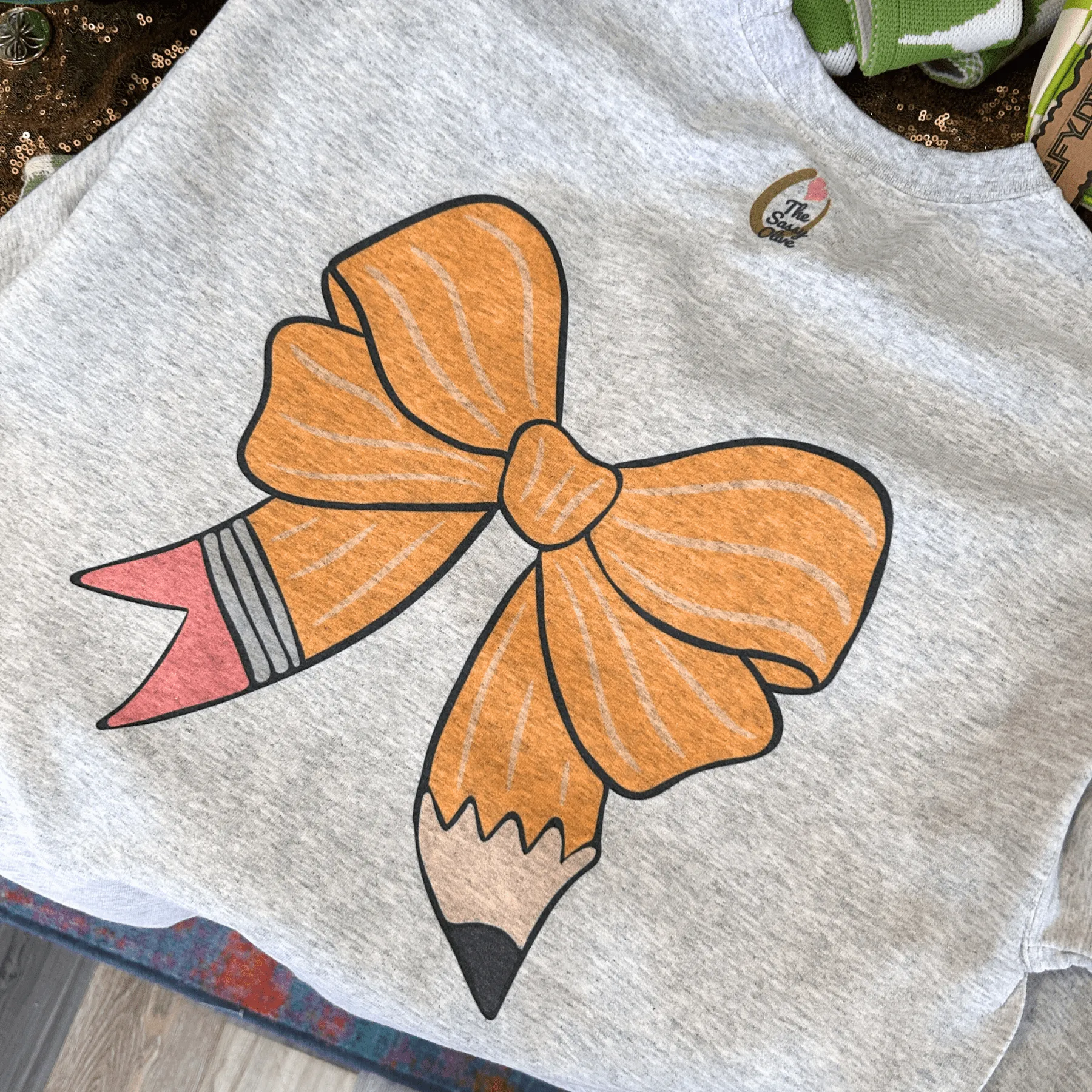 Teacher's Pencil Bow Crewneck