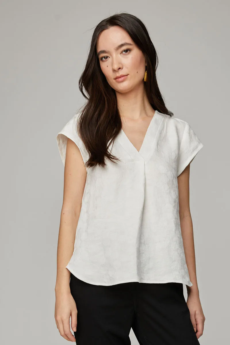 The Georgia Linen Jacquard Blouse