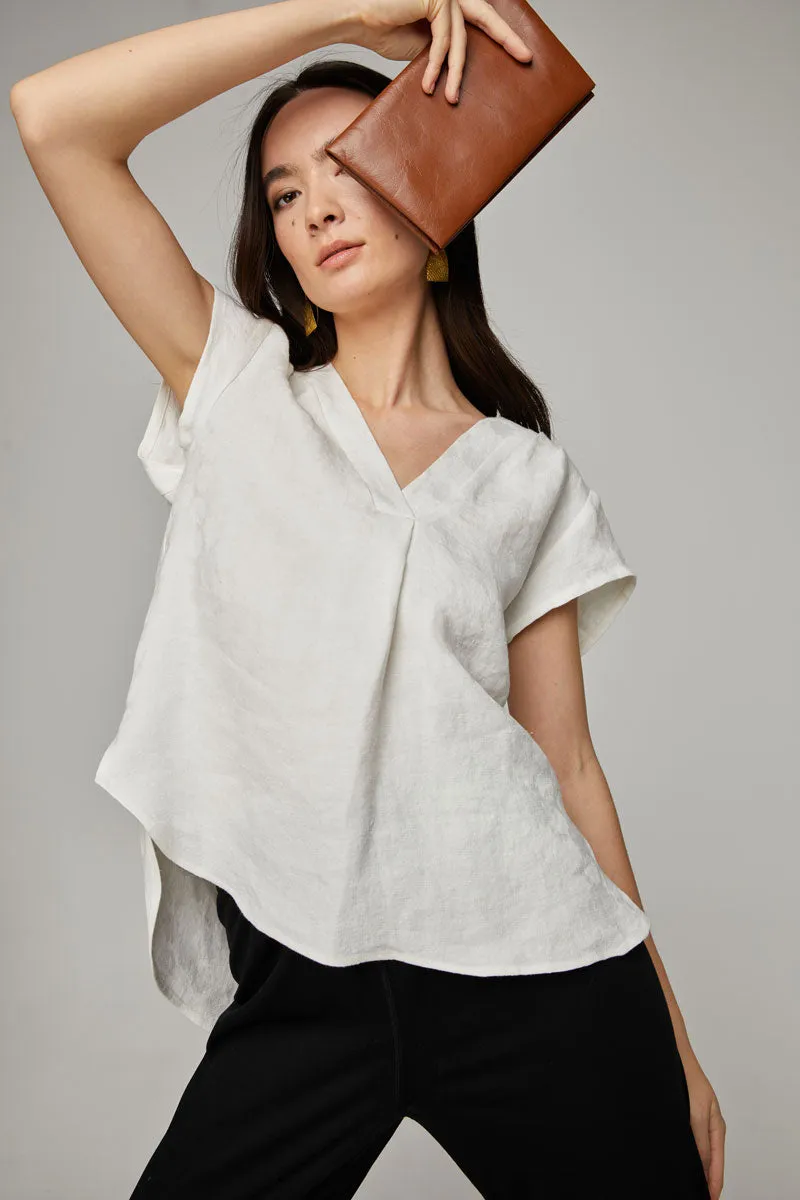 The Georgia Linen Jacquard Blouse