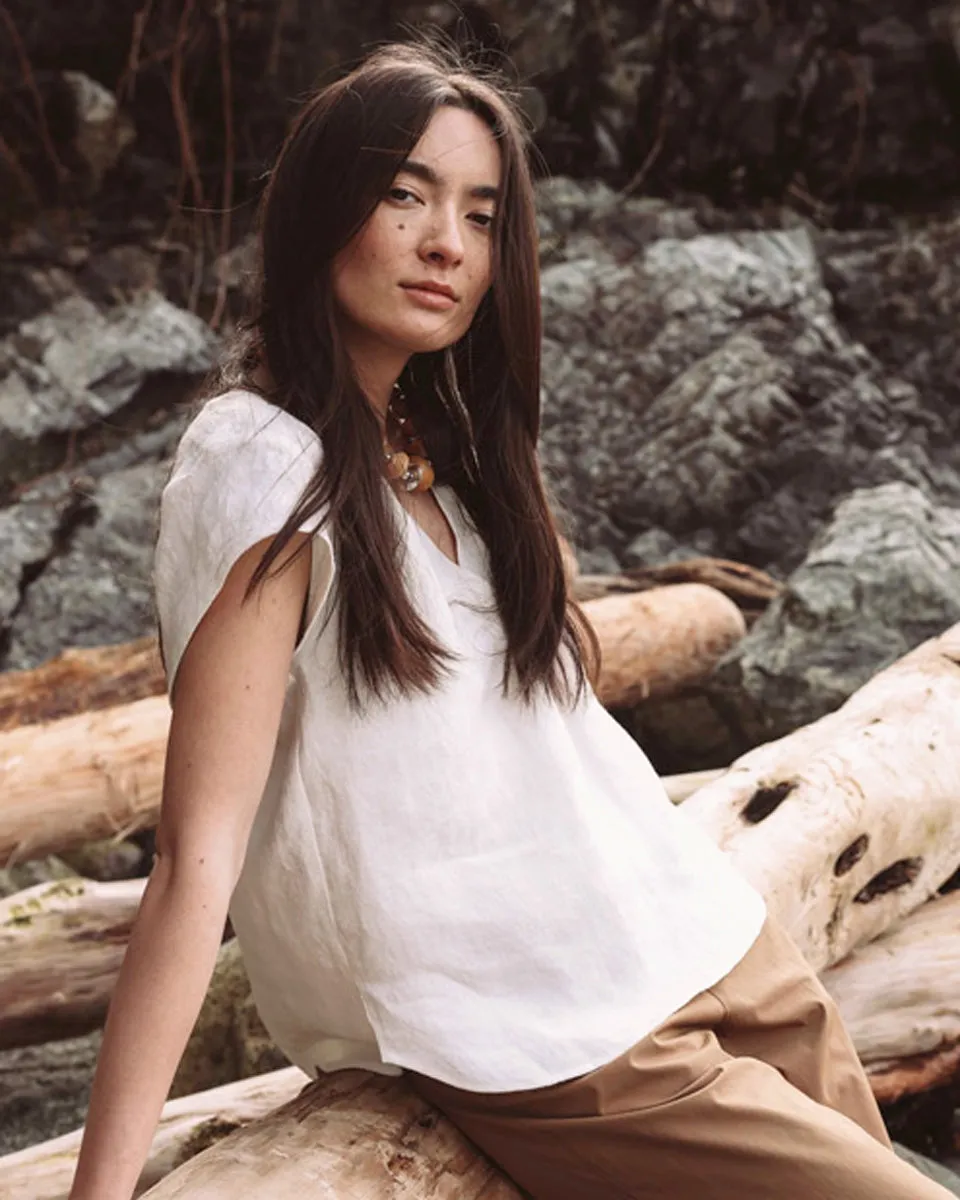 The Georgia Linen Jacquard Blouse
