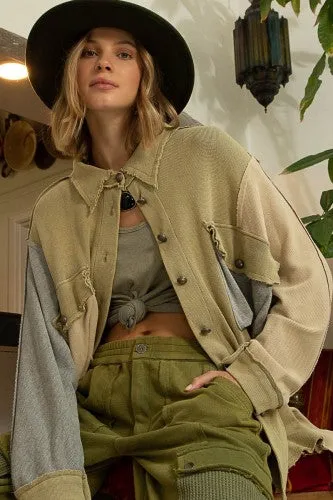 Thermal Waffle Oversized Patch Shacket