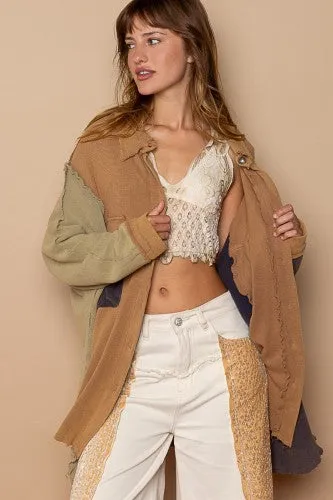 Thermal Waffle Oversized Patch Shacket