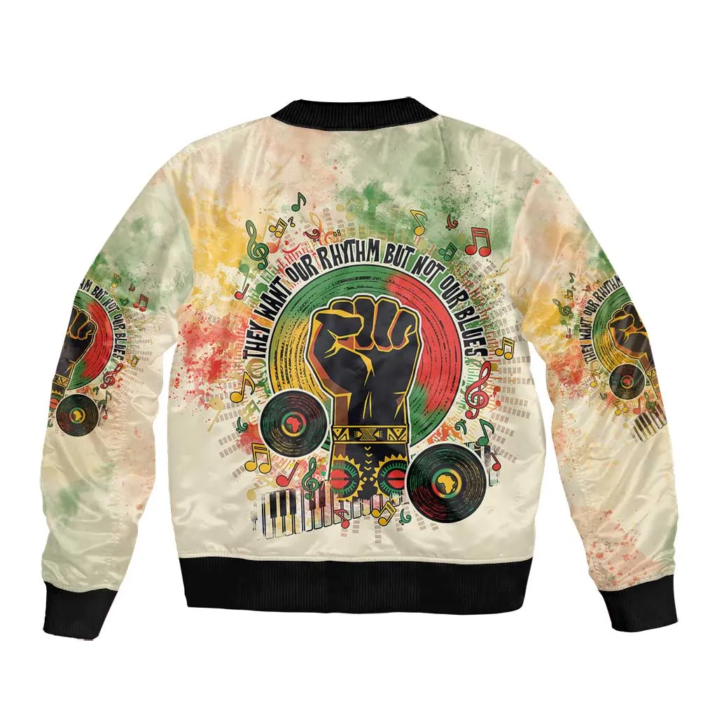 They Want Our Rhythm Not Our Blues Bomber Jacket Afro Pride Music DT03