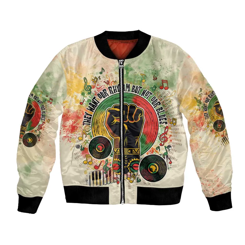 They Want Our Rhythm Not Our Blues Bomber Jacket Afro Pride Music DT03