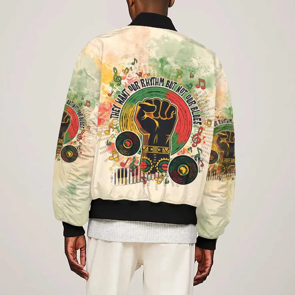 They Want Our Rhythm Not Our Blues Bomber Jacket Afro Pride Music DT03