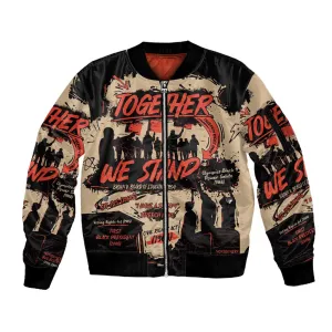 Together We Stand African American Sleeve Zip Bomber Jacket Important Milestones History Vintage DT03