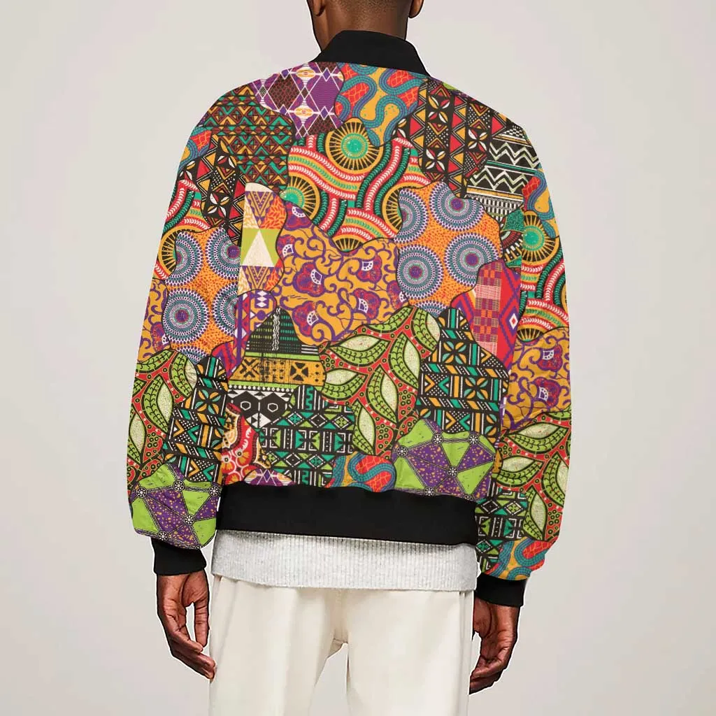 Traditional Ethnic African Vintage Motifs Sleeve Zip Bomber Jacket LT9