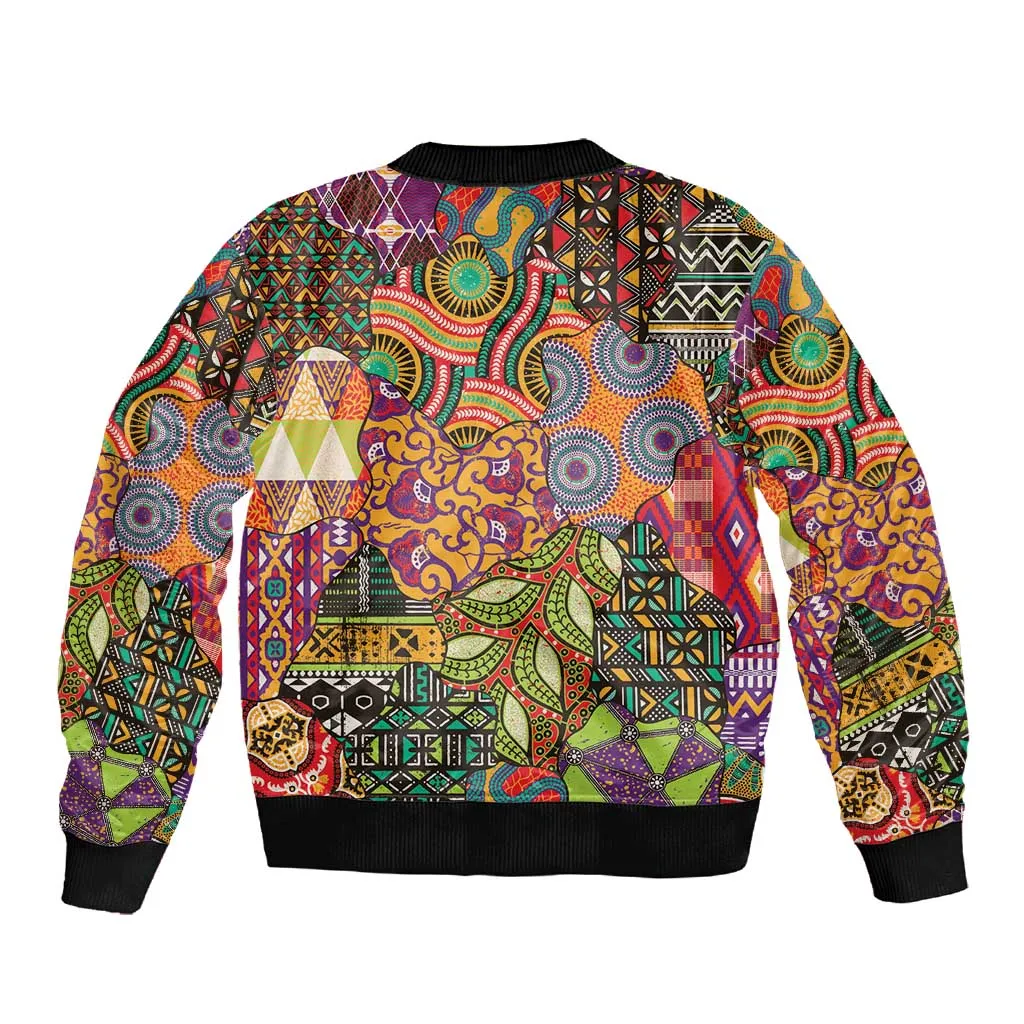 Traditional Ethnic African Vintage Motifs Sleeve Zip Bomber Jacket LT9