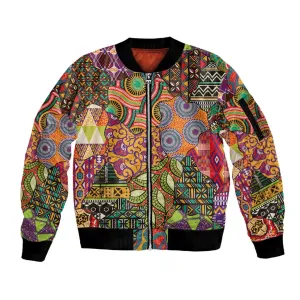 Traditional Ethnic African Vintage Motifs Sleeve Zip Bomber Jacket LT9