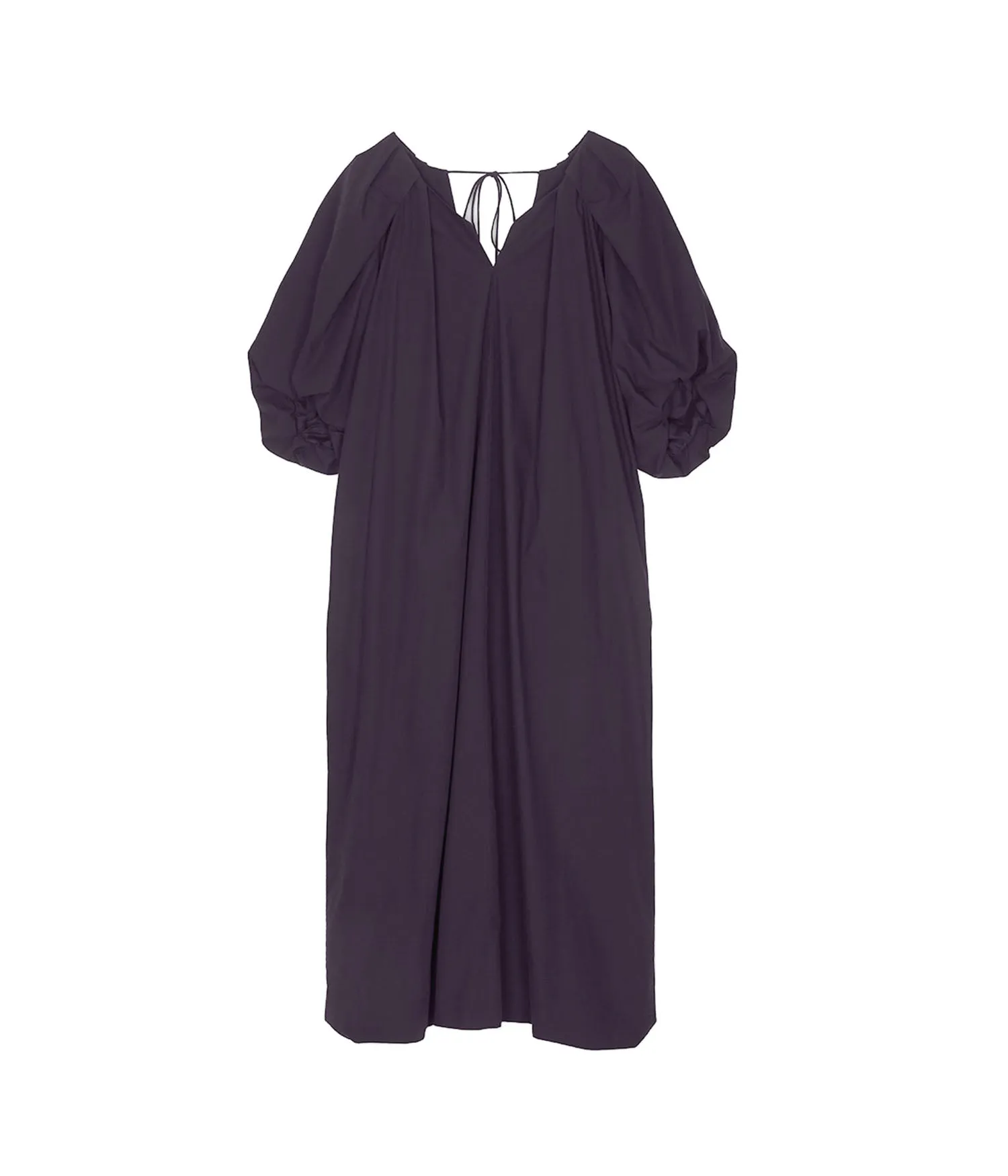 Tucked Cocoon Dress in Eggplant