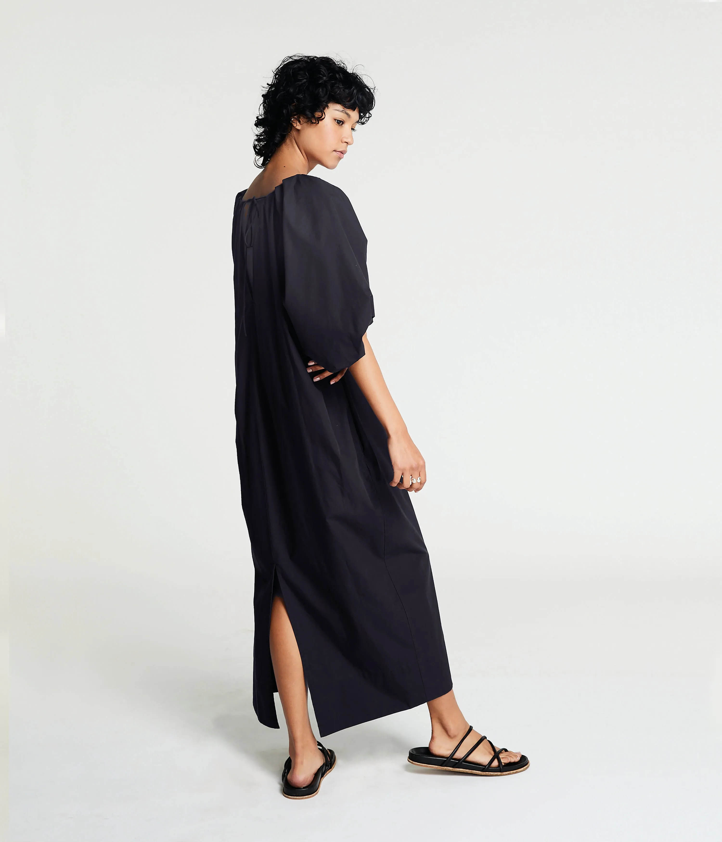 Tucked Cocoon Dress in Eggplant