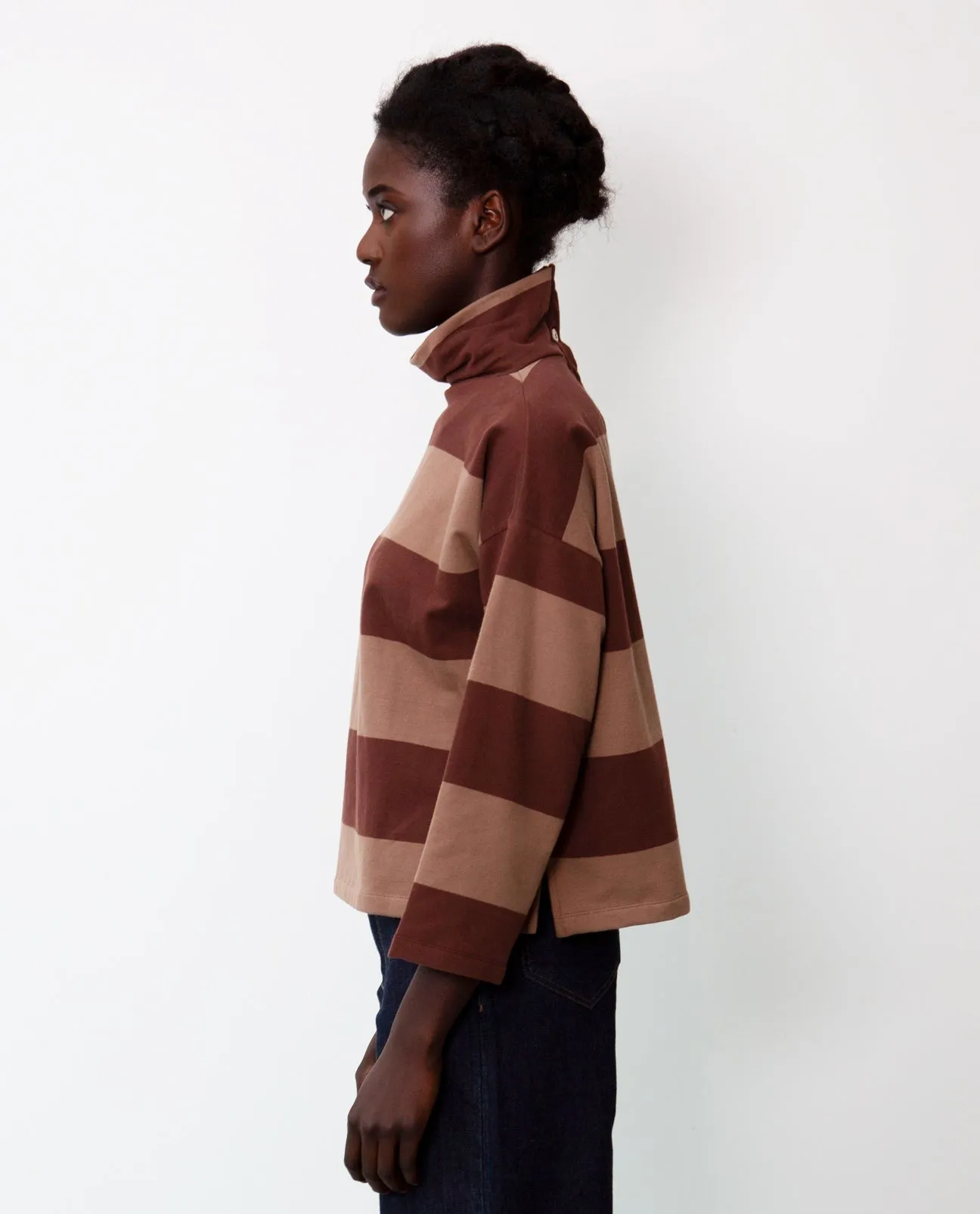 Ula-Sue Organic Cotton Top In Chocolate & Mocha