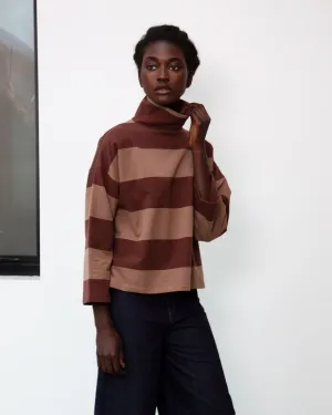 Ula-Sue Organic Cotton Top In Chocolate & Mocha