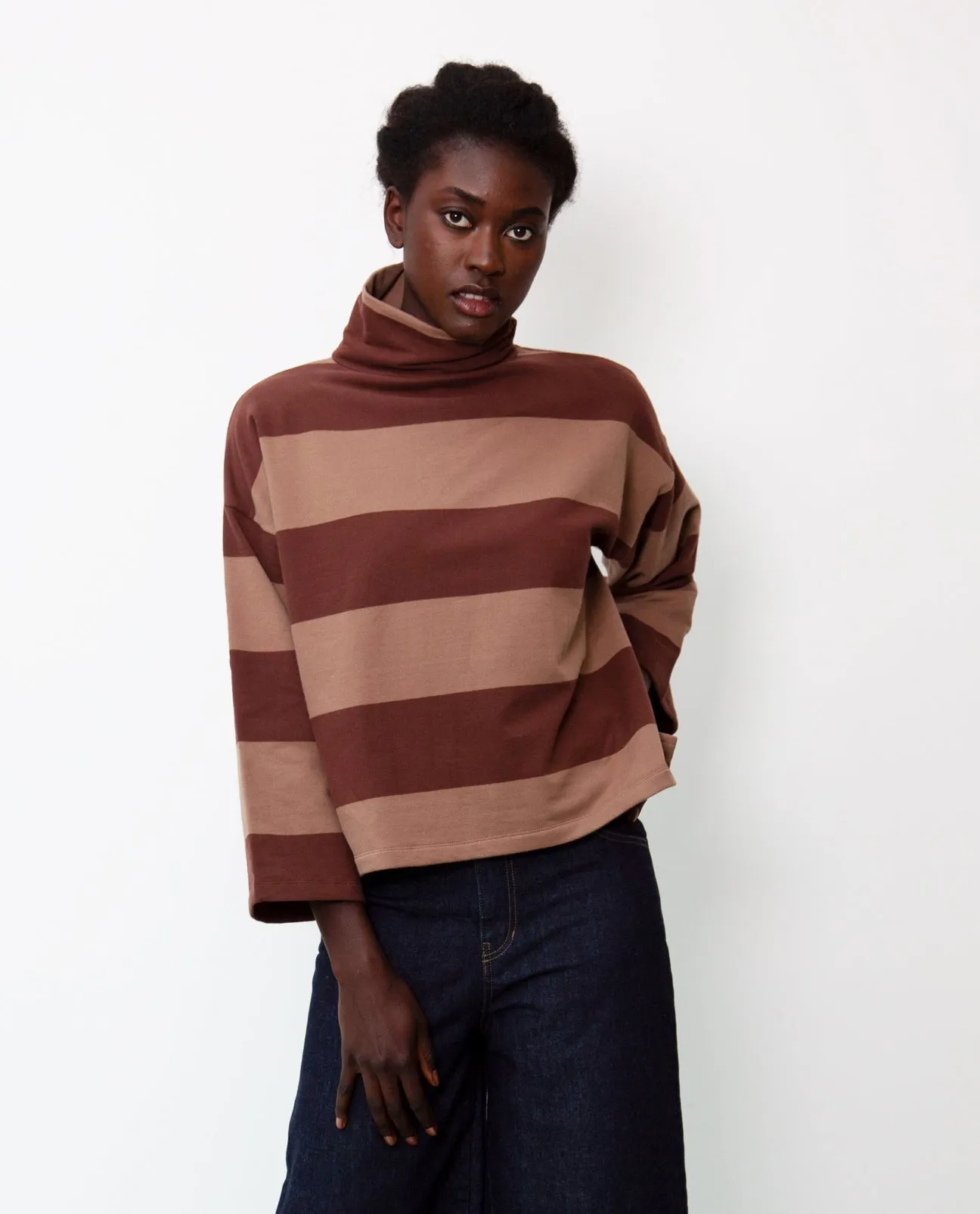 Ula-Sue Organic Cotton Top In Chocolate & Mocha