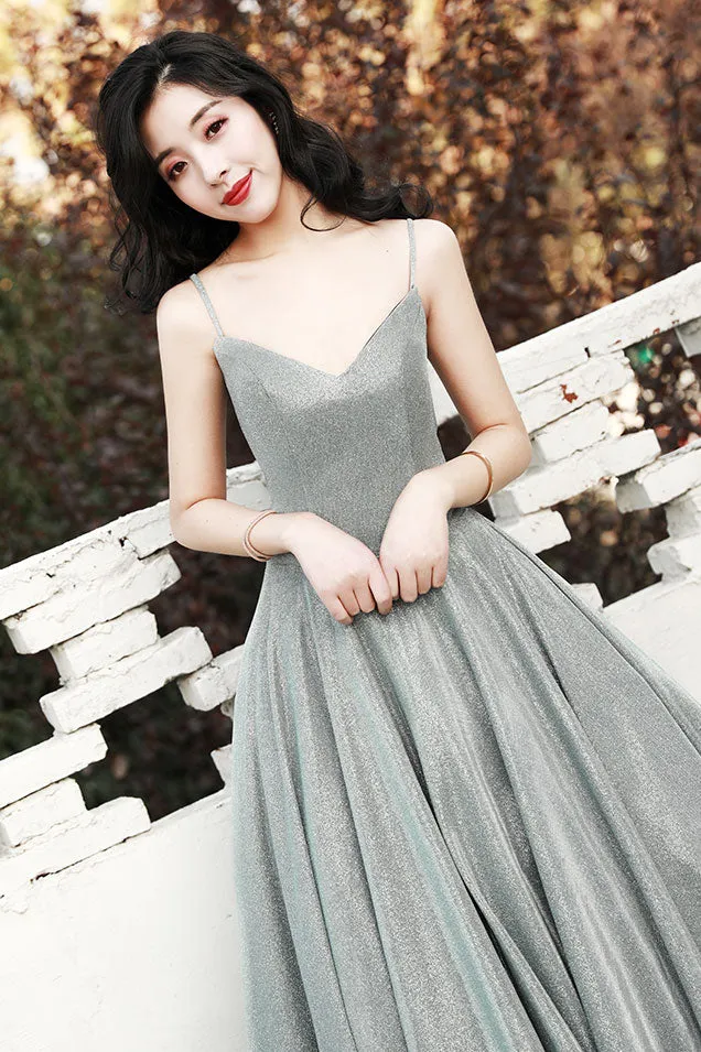 Unique v neck long prom dress, evening dress