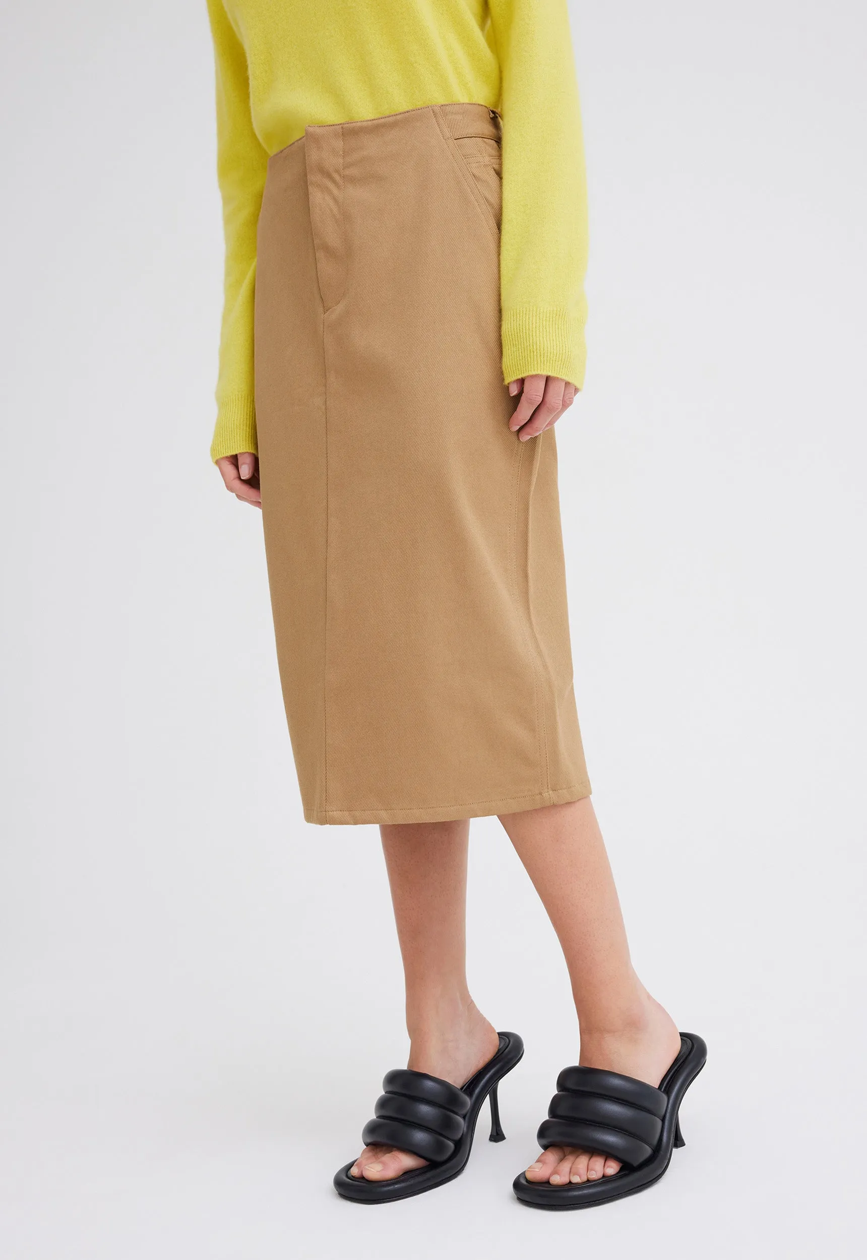 Uno Denim Midi Skirt - Camel Neutral