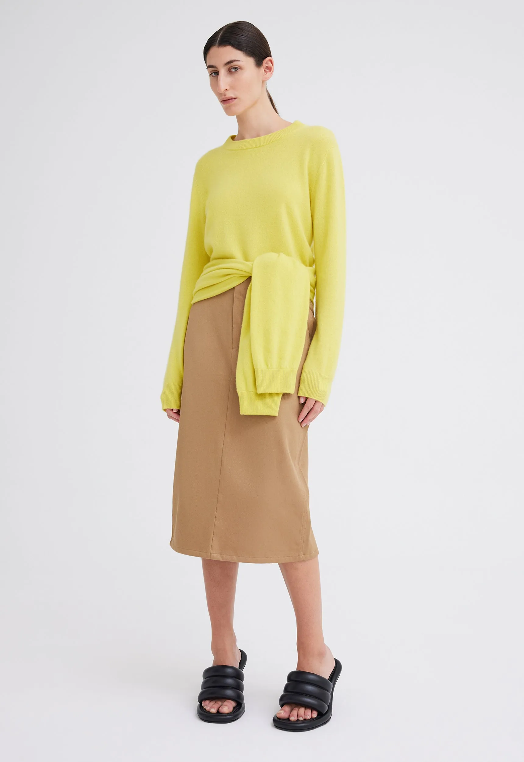 Uno Denim Midi Skirt - Camel Neutral