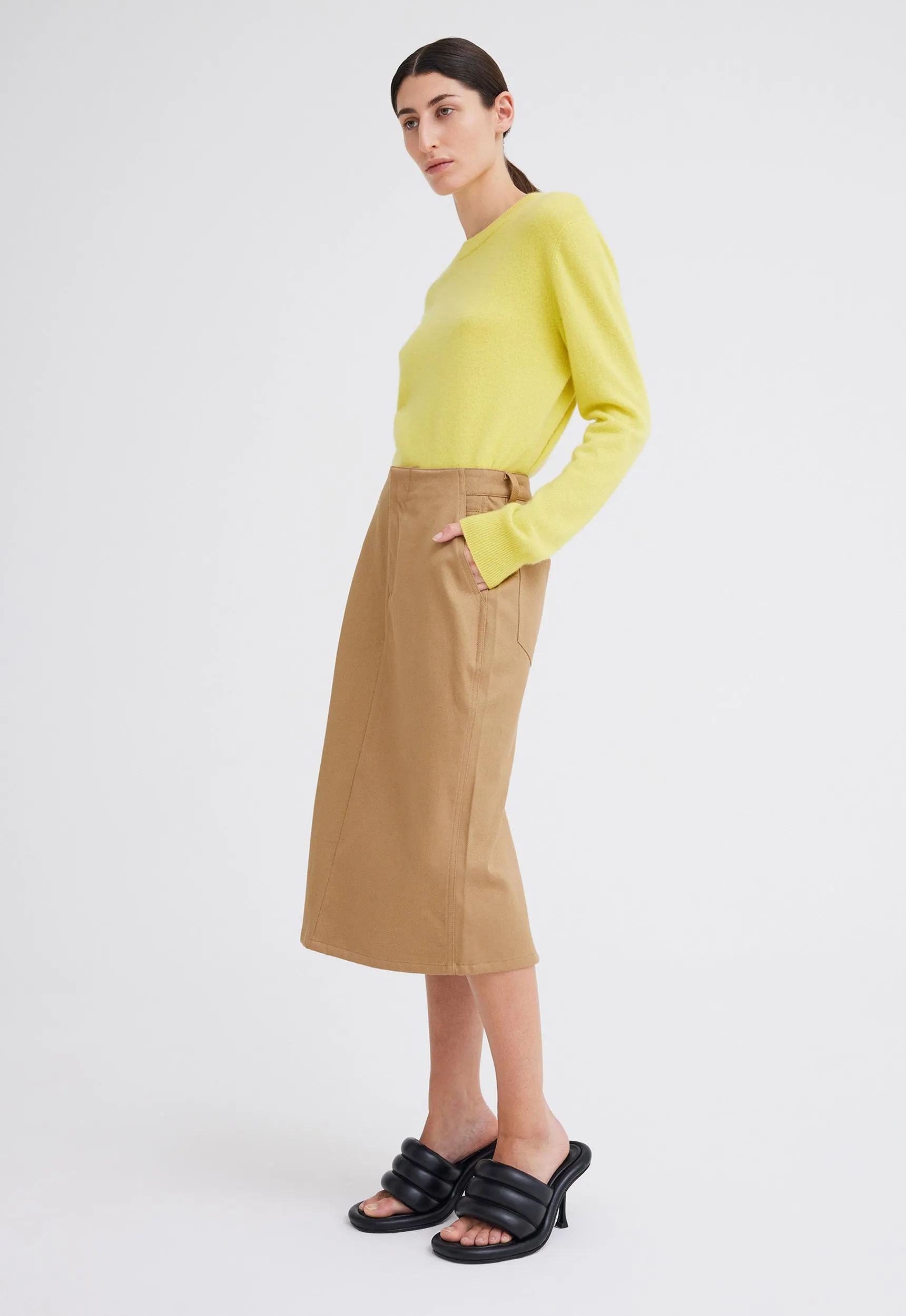 Uno Denim Midi Skirt - Camel Neutral