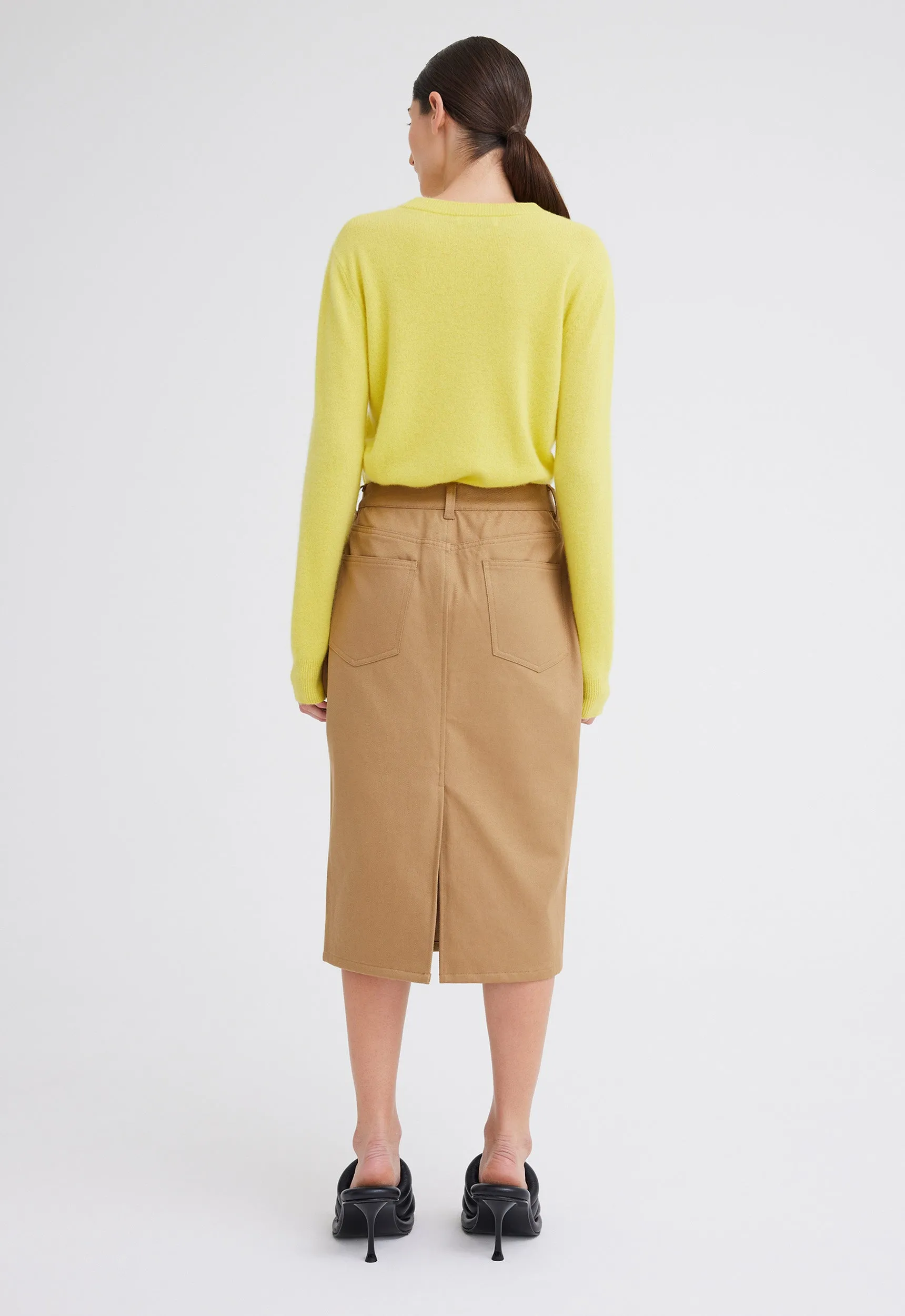 Uno Denim Midi Skirt - Camel Neutral
