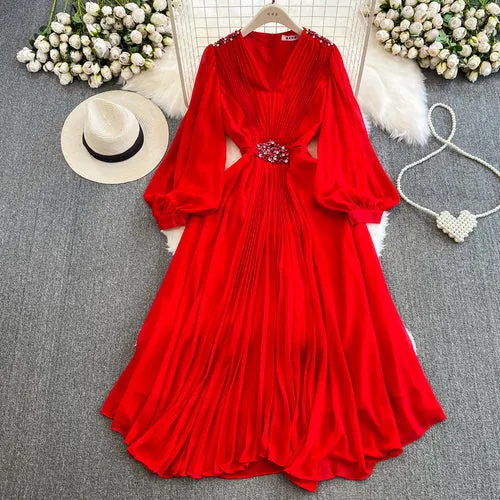 V Neck Chiffon Women Party Dresses