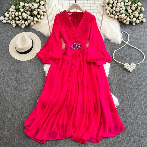 V Neck Chiffon Women Party Dresses