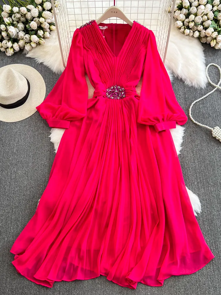 V Neck Chiffon Women Party Dresses
