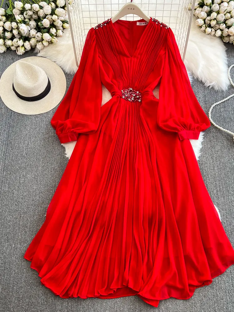V Neck Chiffon Women Party Dresses