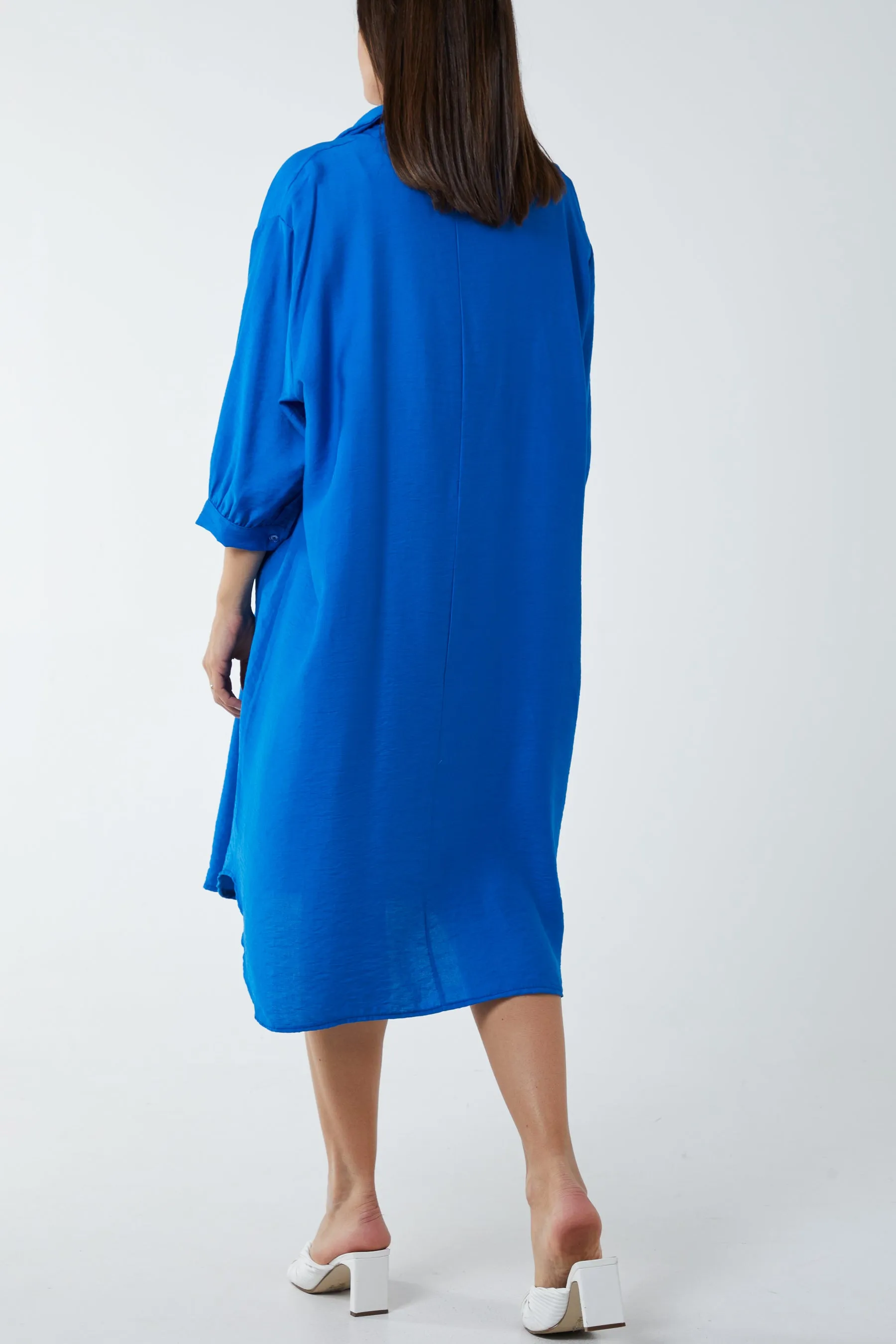 V-Neck Collared Midi Dress