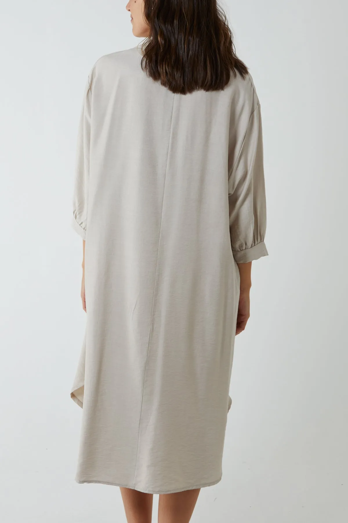 V-Neck Collared Midi Dress