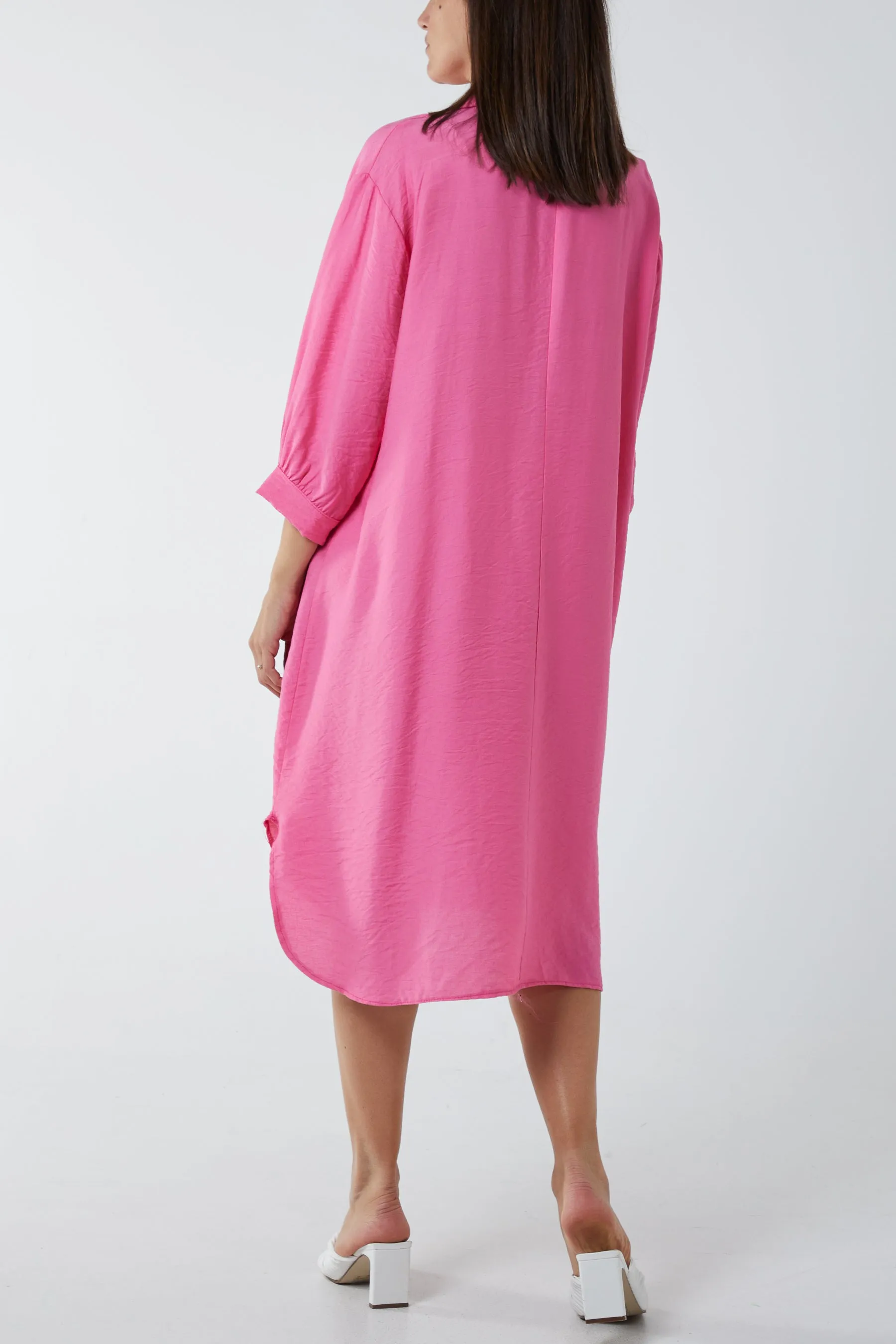 V-Neck Collared Midi Dress