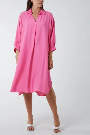 V-Neck Collared Midi Dress