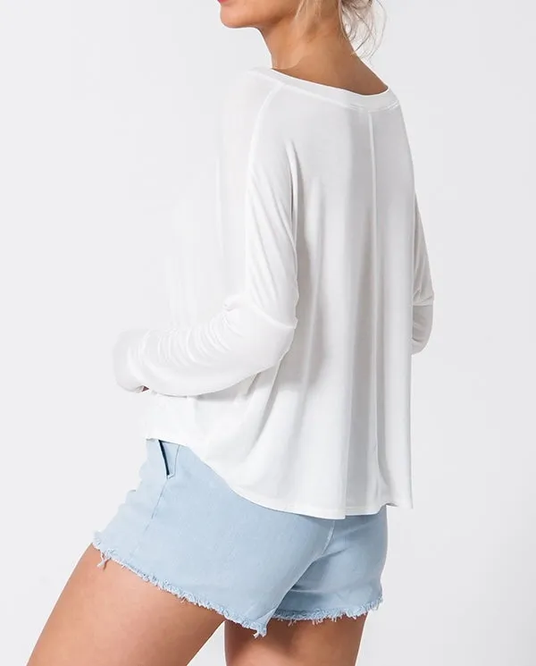 V Neck Drop Shoulder Oversized Shirt