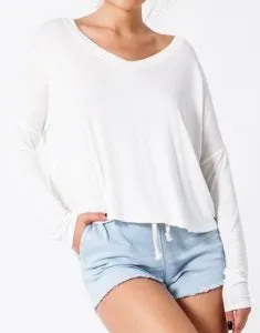V Neck Drop Shoulder Oversized Shirt