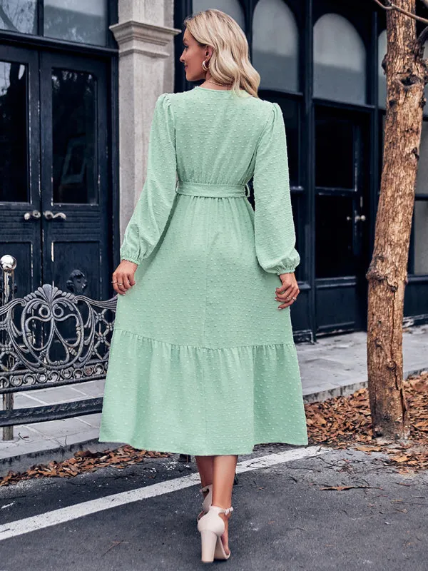 V-neck Lace Maxi Dress with Tiered Skirt and Textured Fabric