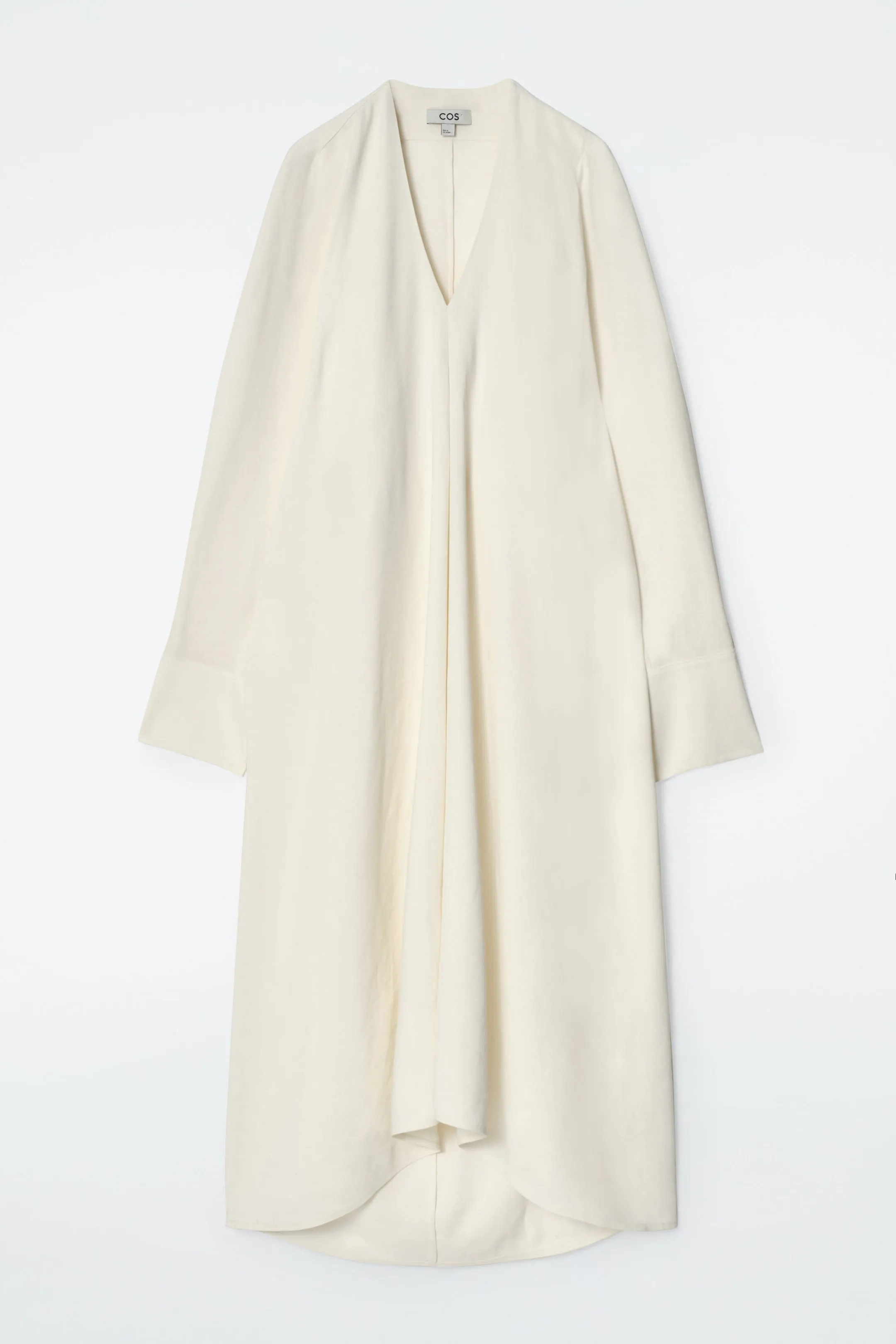 V-neck linen shirt dress