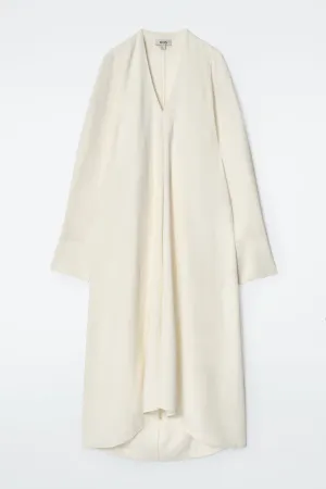 V-neck linen shirt dress