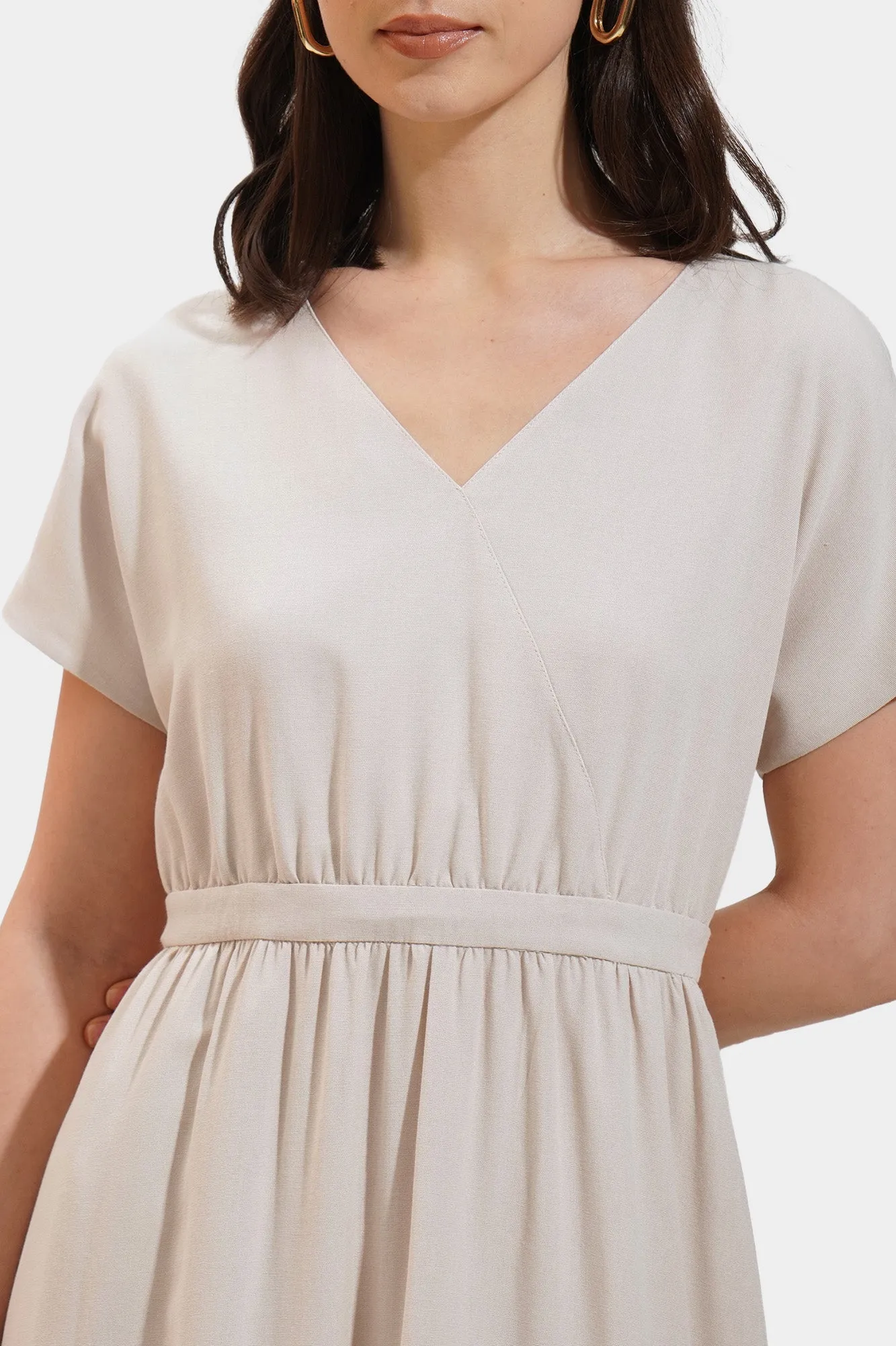V-Neck Overlap Dress