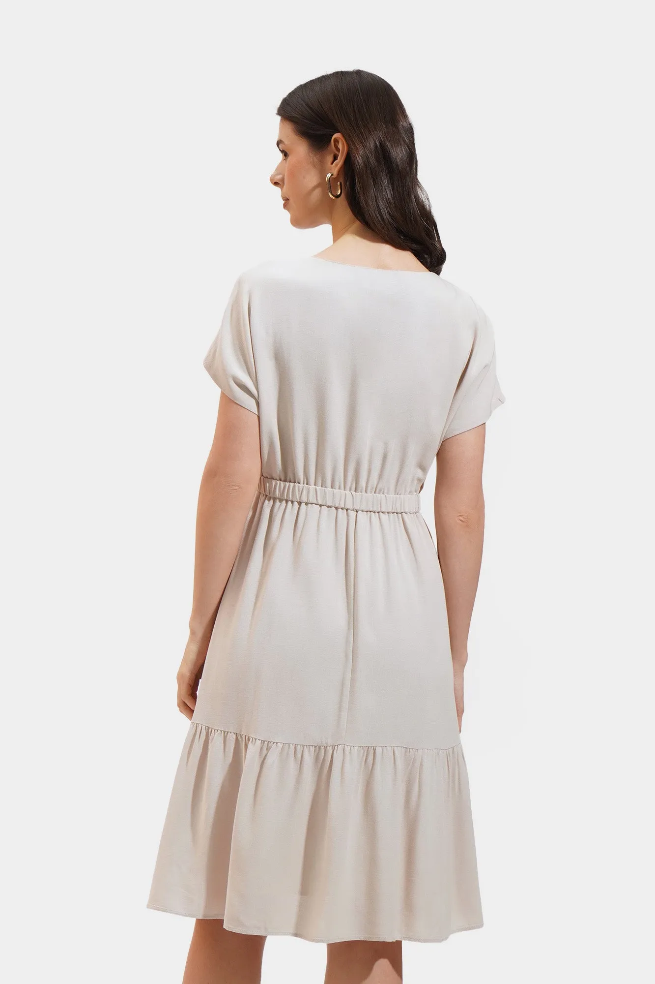 V-Neck Overlap Dress