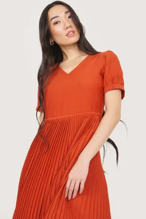 V-Neck Pleated Dress