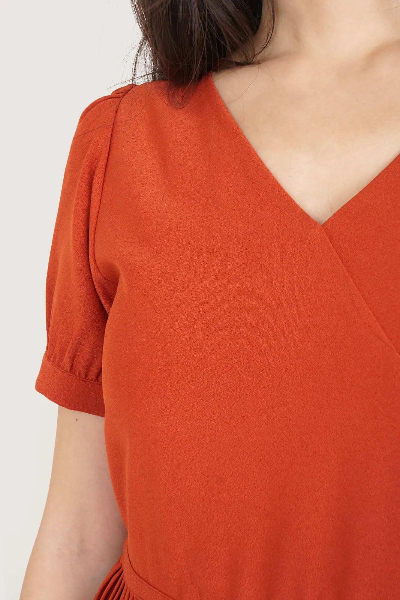 V-Neck Pleated Dress