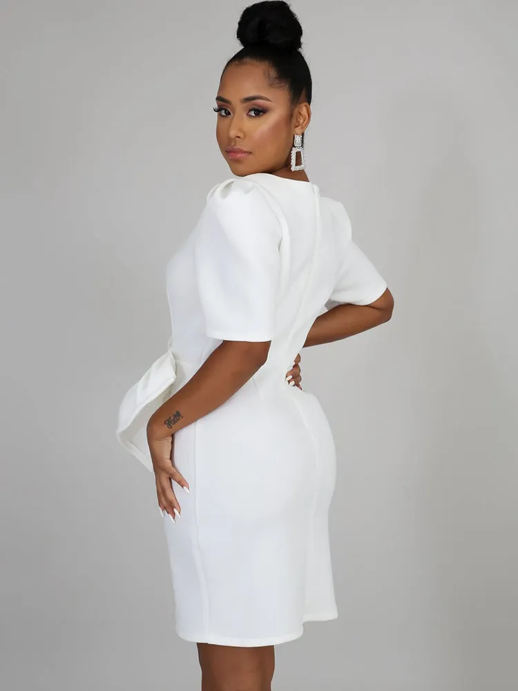 V Neck Ruffle Midi Dress