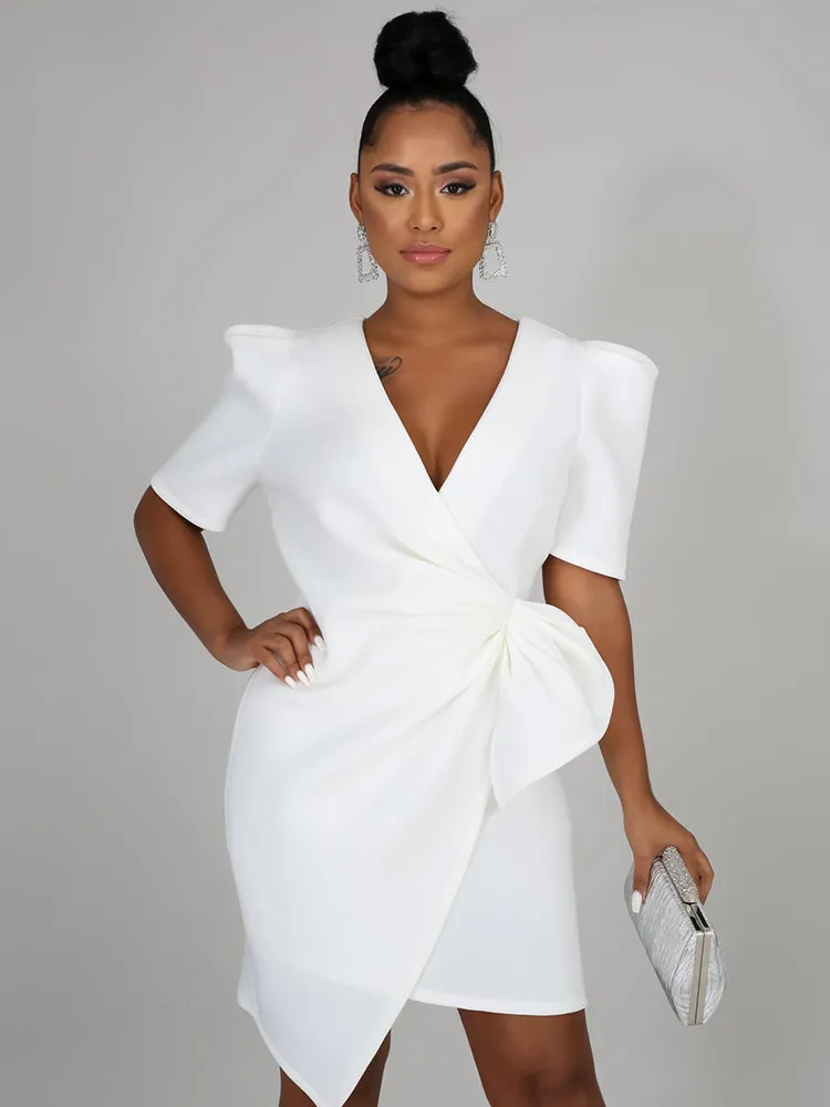 V Neck Ruffle Midi Dress