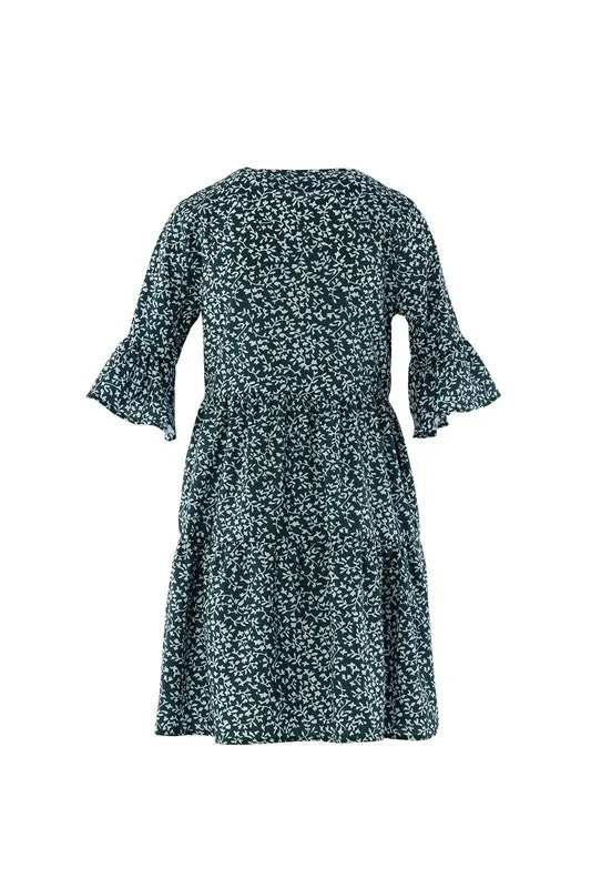 V Neck Tiered Dress-Leaf or Leopard