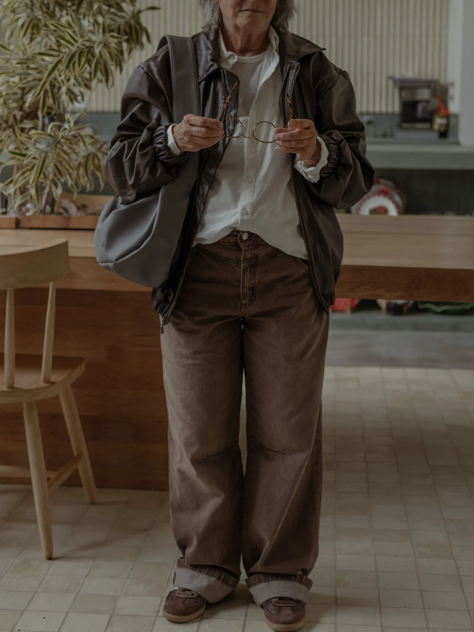 VEGAN LEATHER UNISEX JACKET - ESPRESSO