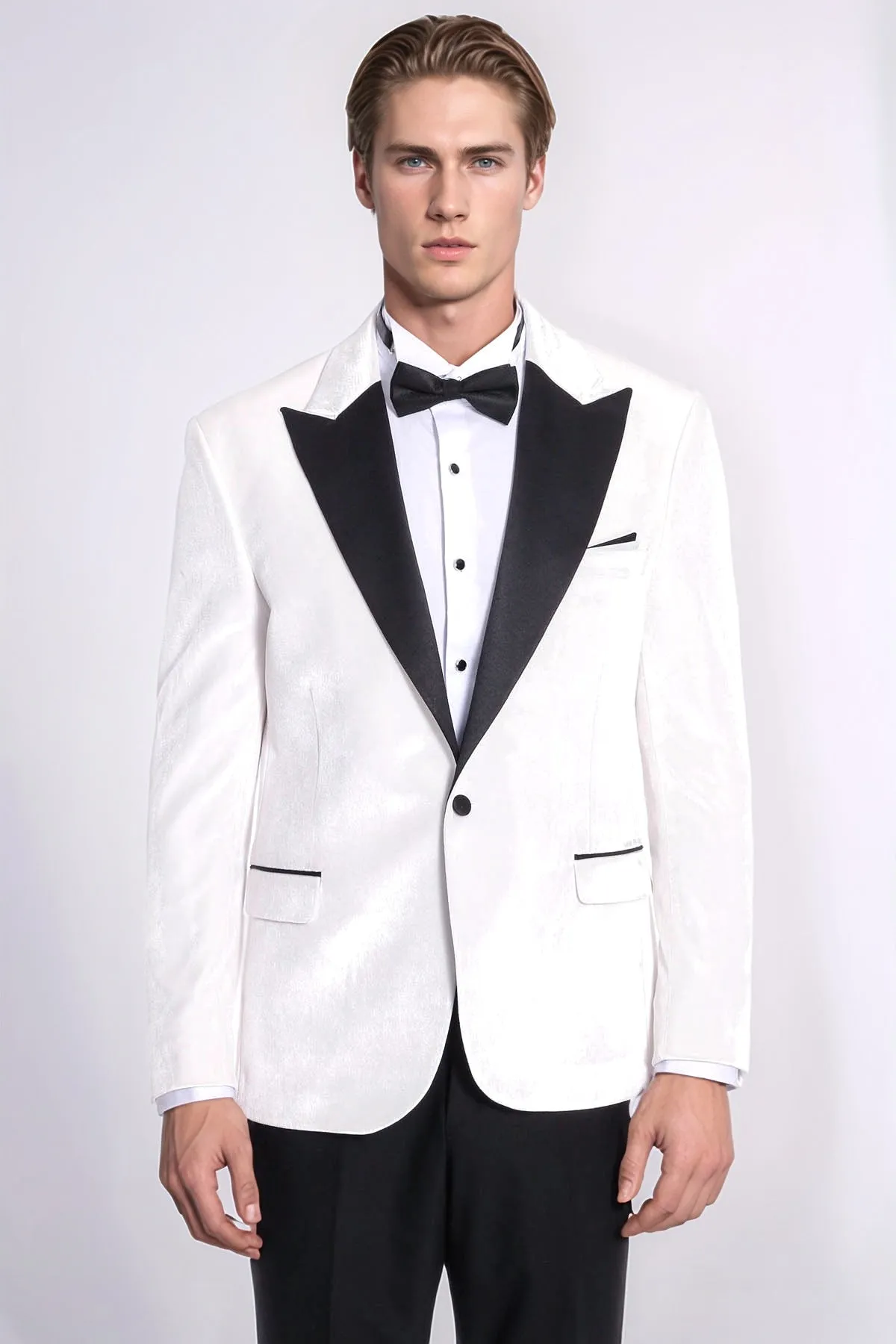 Velvet Slim Fit White Men Prom Blazer - Wessi