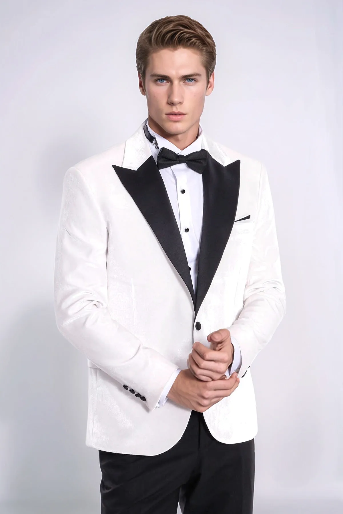 Velvet Slim Fit White Men Prom Blazer - Wessi