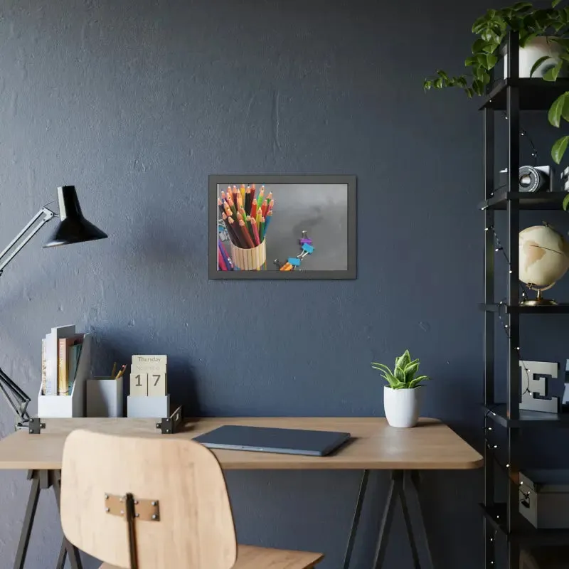 Vibrant Color Pencils and Sleek Pencil Stand Poster