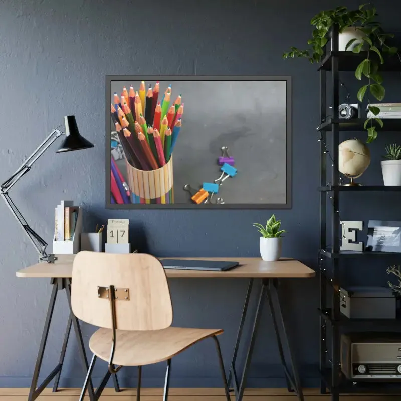 Vibrant Color Pencils and Sleek Pencil Stand Poster